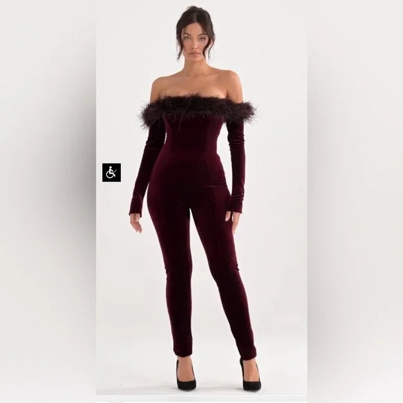 SALIMABLACK CHERRY VELVET JUMPSUIT